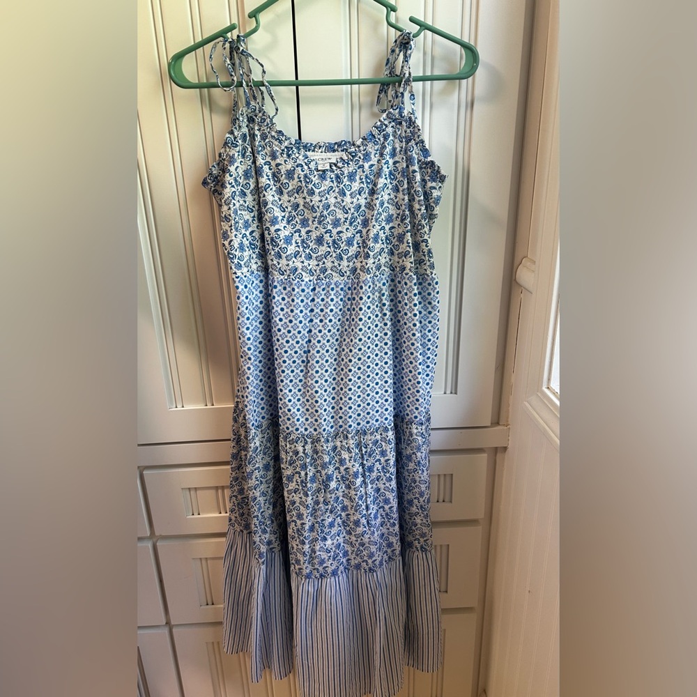 J. Crew Floral Blue and White Dress
